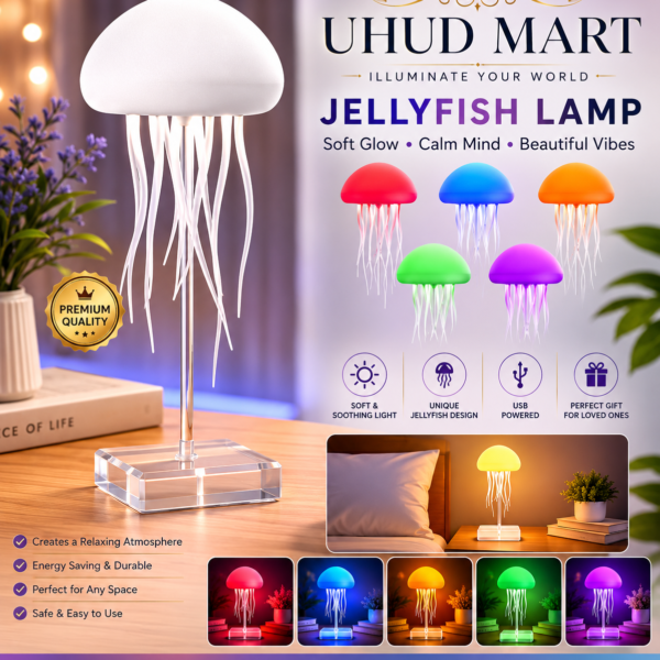 LED Jellyfish Lamp RGB Mood Light | Voice Control Fantasy Jellyfish Night Light | Decorative Bedroom & Living Room Lighting